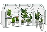 VOUNOT Gewächshaus Mini 270x90x90 cm mit 3 Rolltür, Klein Foliengewächshaus für Balkon, Garten,...