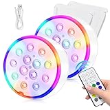 Poolbeleuchtung Unterwasser LED Licht Wiederaufladbare, Wasserdichte mit RF Fernbedienung, USB,...