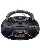 Denver TCL212BT Radio mit Bluetooth, Bluetooth Radio mit Lichteffekte, Tragbarer CD player, AUX,...