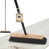 Hausfelder Besen mit Stiel 40 cm breit | Zimmerbesen Indoor Saalbesen für Fliesen Laminat Parkett |...