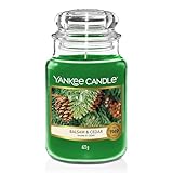Yankee Candle Duftkerze im Glas (groß), Balsam und Cedar, Kerze mit langer Brenndauer bis zu 150...