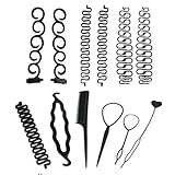 PLABBDPL 12 pcs Haare Frisuren Hilfe Set, Haar Zubehör DIY Kit,Knotenringe für Haarstyling,...