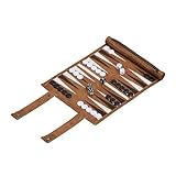 Relaxdays Backgammon, Reisespiel zum Aufrollen, inkl. Zubehör, Spielfeld BxT: 32 x 26 cm,...