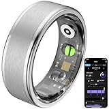 Newgen Medicals Pulsmesser: Fitnesstracker-Ring, Sp02, Herzfrequenz, Schlafanalyse, Silber, Gr.57...