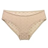 Damen Bikini-Slip mit geometrischem Muster - Leicht transparente Unterhose mit Rauten-Design |...