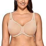 DELIMIRA Damen mit Bügel Nahtlose Vollschalen T-Shirt BH Gepolstert Große Größen Beige 85C