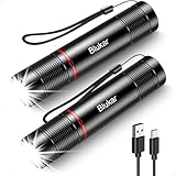 Blukar LED Taschenlampe Aufladbar, Superhelle Zoombar Mini Torch mit 4 Lichtmodi & Langer...