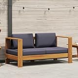 Qnhdfrt Massivholz Gartensofa Akazie 140x65x60 cm mit dicken Polstern für Balkon, Terrasse, Garten,...