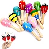 behone Mini Hölzerne Maracas,12 stück Holz Maracas Rassel,Rassel Holz Musikinstrument,Rasseln Aus...