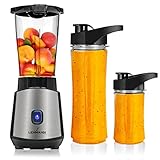 Lehmann Mixer Smoothie Maker to go | Standmixer mit zwei Flaschen Fresh Juice Mixer | Multifunktion...