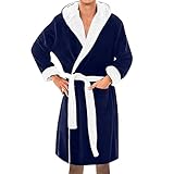 Fleece-Bademantel für Herren, Flanell-Bademantel, volle Länge, mit Gürtel, solider Plüsch,...