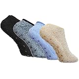 DOPENSPI 4 Paar Stoppersocken für Damen, 4 Farben Rutschfeste Elastische Haussocken Hausschuhsocken...