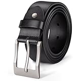 J.Fée 1Pc Gürtel Herren Schwarz, Ledergürtel Herren, Quadratischer,35mm Breite,Gebürsteter...