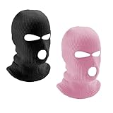 LINSOCLE 2pcs Sturmhaube 3 Loch Gestrickte Sturmhaube, Sturmmaske 3-Loch Schwarz Balaclava, Skimaske...