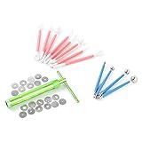 QWORK Fondant Presse mit 20 Formen Zuckerpaste Extruder mit Zuckerfertigkeit Tortendeko Werkzeug 4...