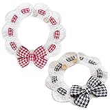 Niedliche Katzenkragen 2pcs Stricker blumförmiger Katzenkragen mit Bugknopfverschluss 12-14...