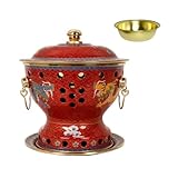 IUYIXWFP Emaille-Topf, Cloisonné-Hot Pot, Buffet-Suppentopf, Kupfer-Hot Pot für eine Person,...