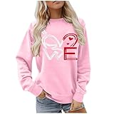 Valentine Sweatshirts Damen Liebe Herz Drucken Crewneck Langarmshirt Casual Mode Pullover Shirt...