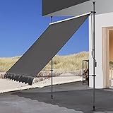 QUICK STAR Klemmmarkise 300 x130cm Grau Balkonmarkise Sonnenschutz Terrassenüberdachung...