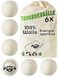 Praknu Trocknerbälle Wolle für Wäschetrockner 6er Set - Weiche, Flauschige Wäsche - 100% Öko...