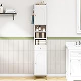 Hzuaneri Badezimmerschrank, Badschrank Hochschrank, Hoher Badezimmer mit 2 Türen und Schublade,...