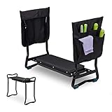 Relaxdays Kniebank für Gartenarbeit, klappbar, bis 150kg, inkl. 2 Taschen, gepolsterte Kniehilfe,...