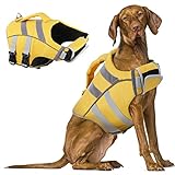 FUAMEY Hundeschwimmwesten, reflektierend und verstellbar, Rettungsweste für Hunde, mit...