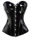 KUOSE Damen Body Shaper Dessous Gothic PVC Kunstleder Corsage Mieder Top Schwarz