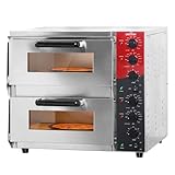 CROSSON elektrischer Profi-Pizzaofen mit 400x400 mm Backfläche aus Schamottstein für Pizza und...