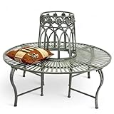 DanDiBo Baumbank Rund Metall Wetterfest Grau 96590 Rundbank ø 120 cm Gartenbank Sitzbank Bank...
