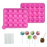 Jesdavan Cake Pop Silikonform, Cake Pop Form,Cake Pop Set, 20 Runde Cake Pop Silikon Backform mit 20...