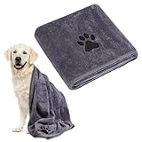 Adiwo Hunde Handtuch, 140 * 70cm Hundehandtuch Extra saugfähig, Grau Schnelltrocknend Haustier...