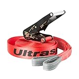Ultrasport 25 m mit Ratsche, Slackline-Set für Anfänger und Kinder, mit Ratschenschutz und robuste...
