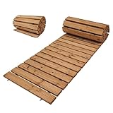 TRUTZHOLM Holzpfad ausrollbar 250x43x2 cm rustikales Tannenholz mit Anti-Rutsch Oberfläche...