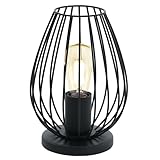 EGLO Tischlampe Newtown, 1 flammige Vintage Tischleuchte, Nachttischlampe aus Stahl, Farbe: Schwarz,...