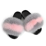 RRRIOT Hausschuhe für Damen Frauen Fell Slides Sommer Plattform Flip Flops Damen Schuhe Home...