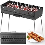 Holzkohlegrill für 12 Spieße - Tragbare Barbecue Camp Grills - Mangal Schaschlik - Faltbarer...