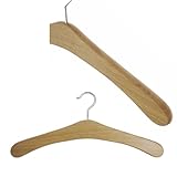 Hagspiel Kleiderbügel aus Holz, 5 Stk. Garderobenbügel aus Eichenholz mit vernickelter Haken