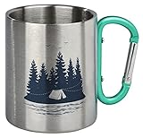 moses. Fernweh Karabiner-Becher – Edelstahl-Tasse mit Karabiner-Griff in Türkis, Thermobecher...