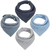 WD&CD 4 Stück Baby Dreieckstuch Lätzchen, Doppellagig Weiche & Absorbierende Musselin Halstüch...