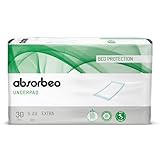 Absorbeo EXTRA Bettschutzunterlagen 30 Stück, Super Dry Effekt, Komplettschutz, Hypoallergen,...