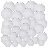 30 Stück lampions weiß–runde Papierlaternen, lampions outdoor,Papierlampion, papier lampions...