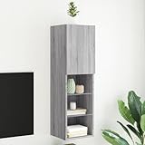 Tidyard TV-Schrank mit LED-Leuchten Grau Sonoma 30,5x30x102 cm, Fernsehschrank Lowboard für...