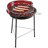 com-four® BBQ Grill - Dreibein mit höhenverstellbarem Grillrost und Windschutz - runder Standgrill...