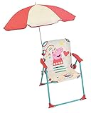 Fun House Kinder Peppa Pig Klappstuhl, Camping, Maße: H 38,5 x T 38,5 x T 37,5 cm + Sonnenschirm Ø...