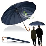 LOGAN & BARNES Stockschirm Sturmfest Ø120cm mit hochwertigem Echtholzgriff und geräuschloser...