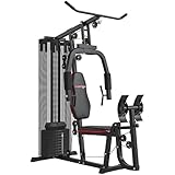 SPORTNOW Kraftstation, Multifunktionale Fitnessstation mit Latzug- & Butterflystange, Beinpresse,...