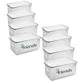 Aufbewahrungsbox mit Deckel 8er Set, 17 Liter Aufbewahrungsboxen, Transparent Plastikbox mit Deckel,...