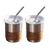 MLWSKERTY Doppelwandige Rostfreie 304-Reisebecher 2er Pack Auslaufsicher Dünnes Design Für Pendler...