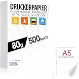 Druckerpapier 80g weiß – DIN A5-500 Blatt - PREMIUM PAPIER Reinweiß - Kopierpapier, Laserdrucker...